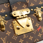 LOUIS VUITTON PETIT MALLE LEATHER/MONOGRAM CANVAS Black/Brown GHW