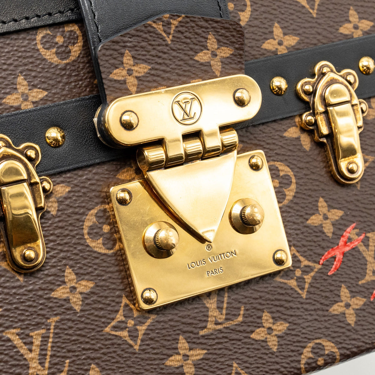 LOUIS VUITTON PETIT MALLE LEATHER/MONOGRAM CANVAS Black/Brown GHW