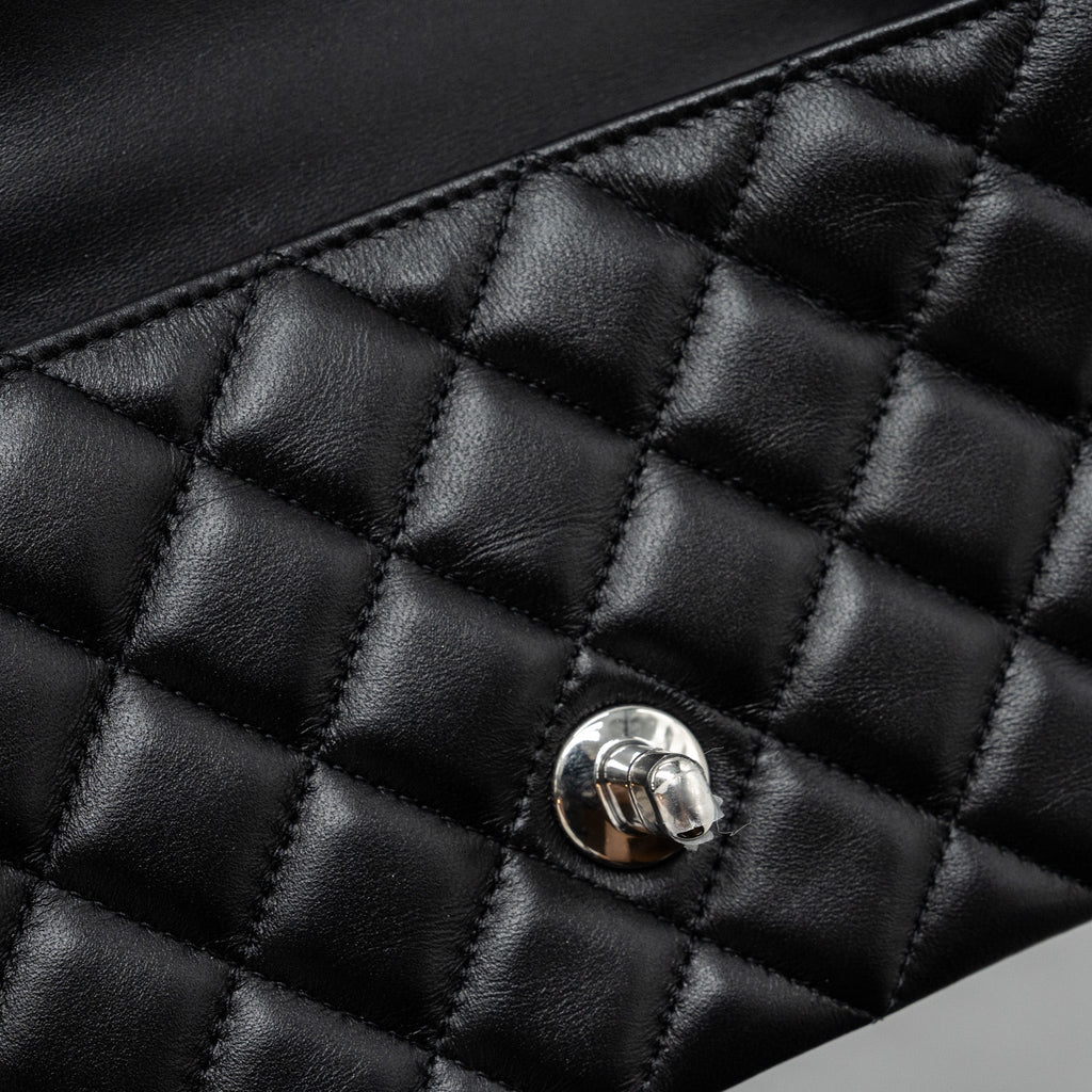 CHANEL MINI RECTANGULAR FLAP BAG LAMBSKIN BLACK WITH SHW (MICROCHIP)