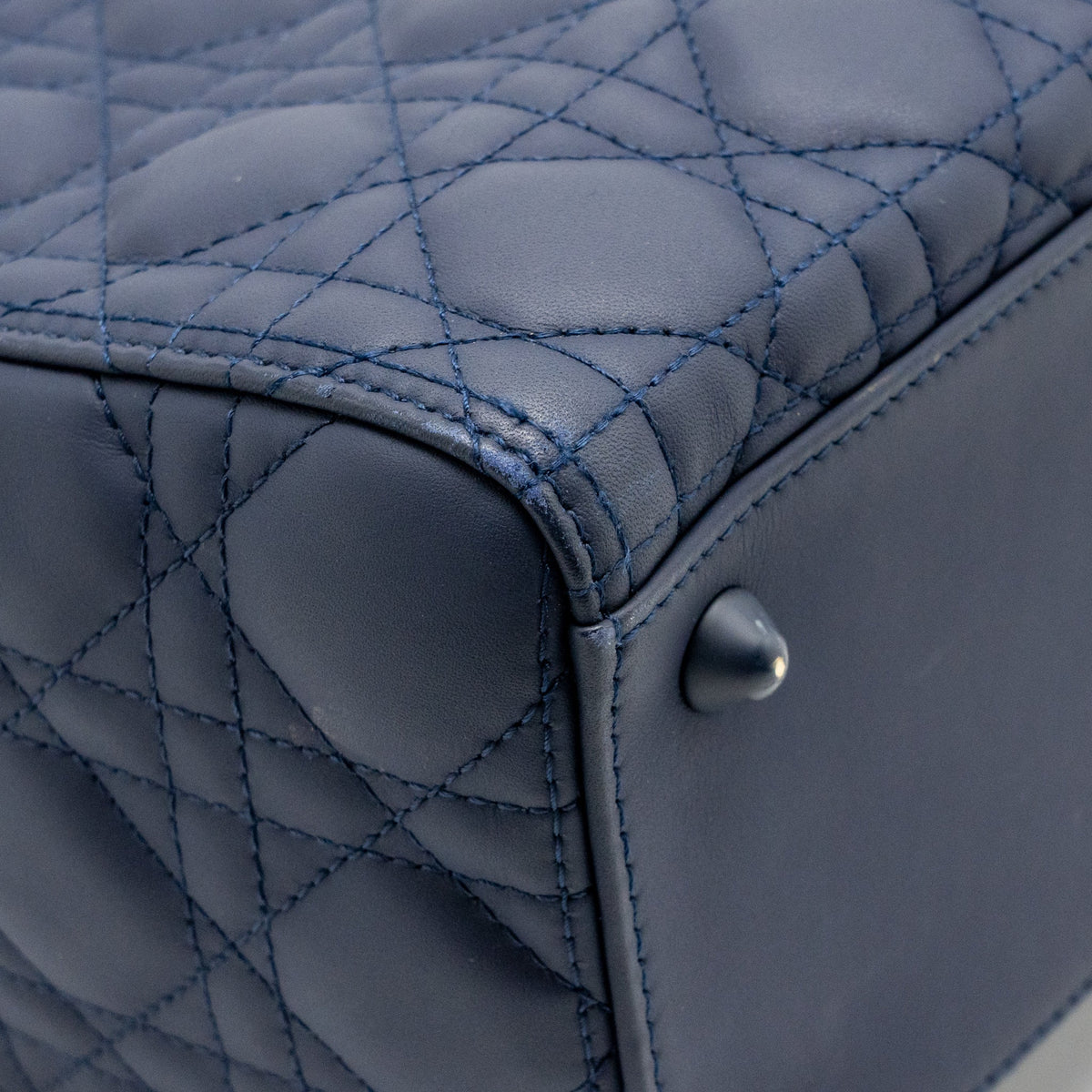 Dior Large Lady Dior Cannage Calfskin Dark Blue with Dark Blue Hardware
