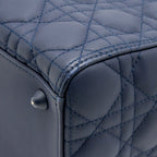 Dior Large Lady Dior Cannage Calfskin Dark Blue with Dark Blue Hardware