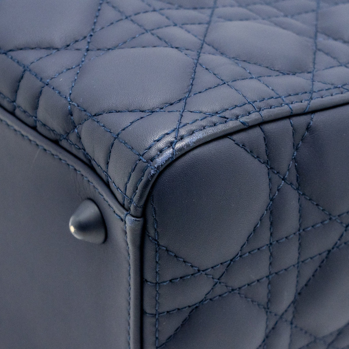 Dior Large Lady Dior Cannage Calfskin Dark Blue with Dark Blue Hardware