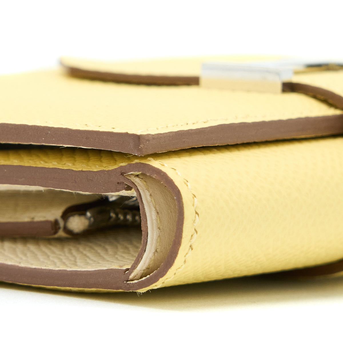 Hermes Bearn Compact Wallet Epsom 1Z Jaune Poussin SHW