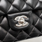 CHANEL SMALL CLASSIC DOUBLE FLAP BAG LAMBSKIN BLACK SHW