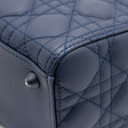 Dior Large Lady Dior Cannage Calfskin Dark Blue with Dark Blue Hardware