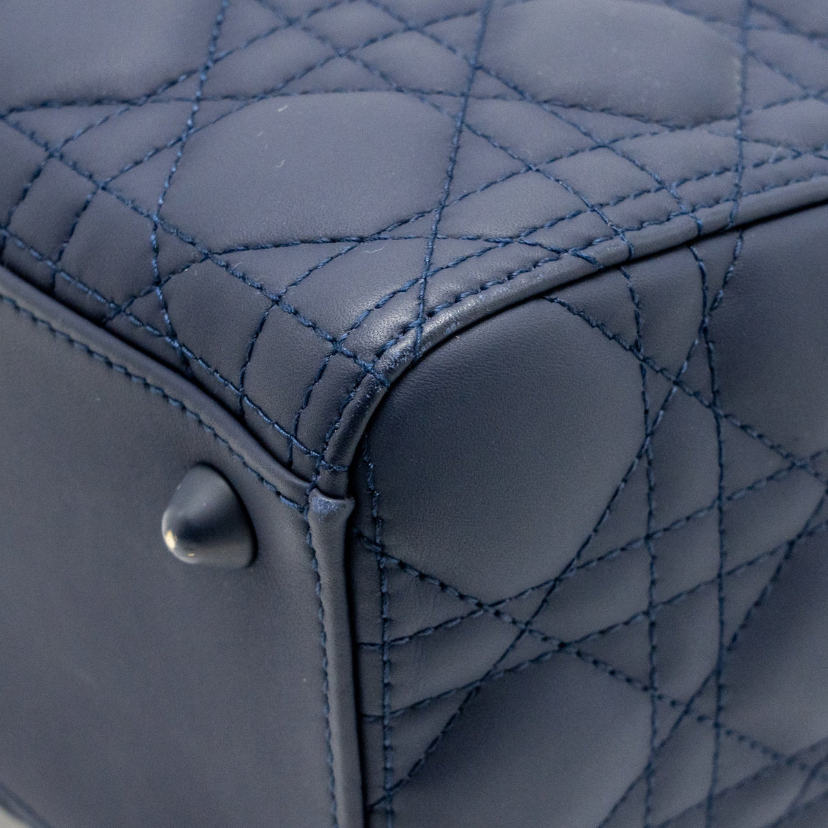 Dior Large Lady Dior Cannage Calfskin Dark Blue with Dark Blue Hardware