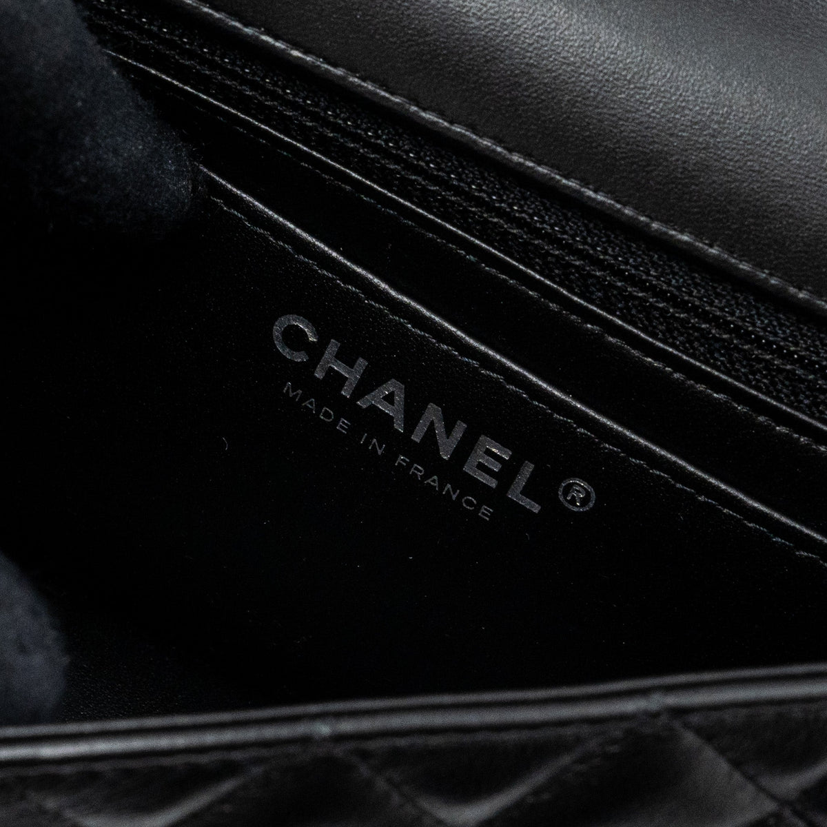 CHANEL MINI RECTANGULAR FLAP BAG LAMBSKIN BLACK WITH SHW (MICROCHIP)