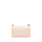 CHANEL MEDIUM BOY BAG CHEVRON CAVIAR LIGHT PINK LGHW