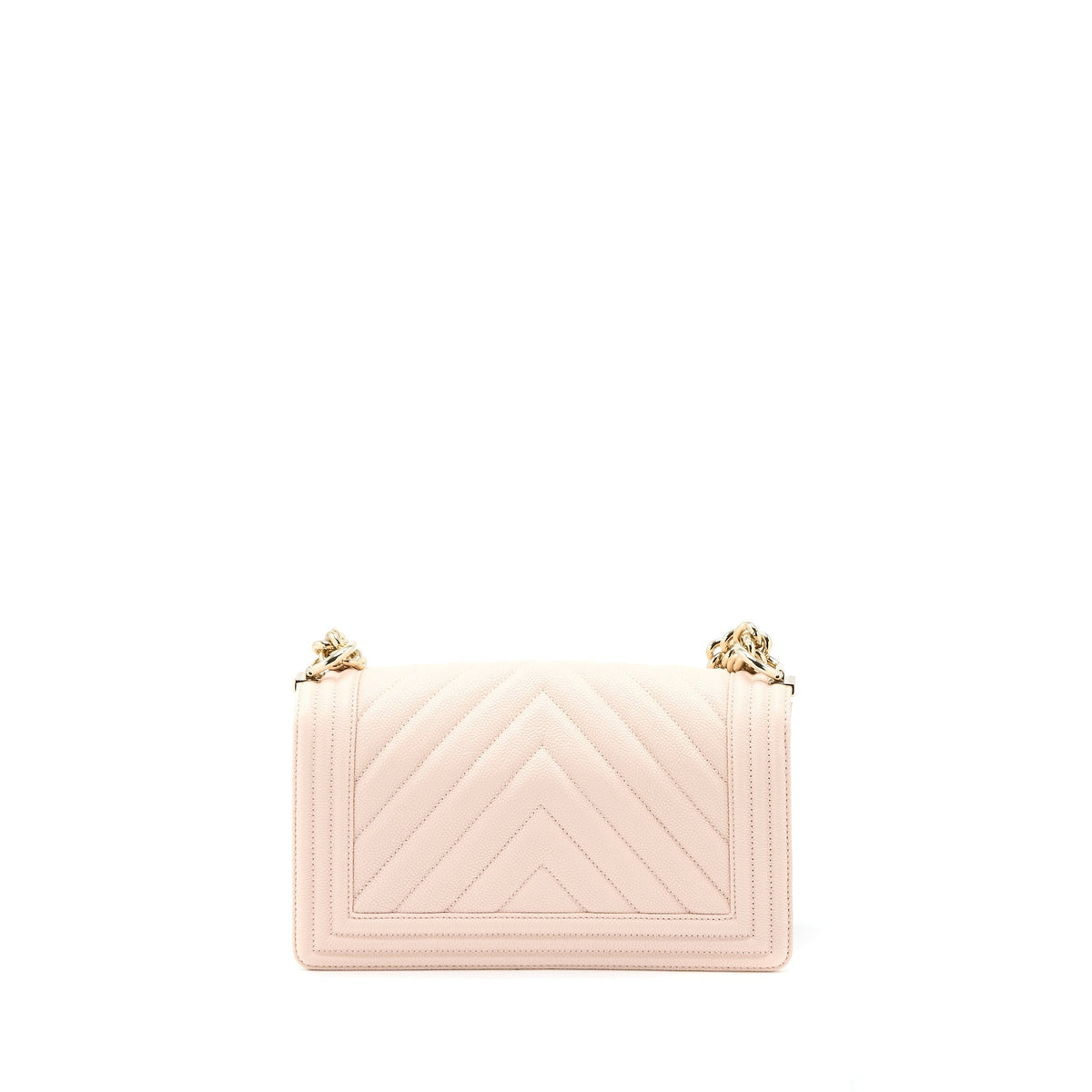 CHANEL MEDIUM BOY BAG CHEVRON CAVIAR LIGHT PINK LGHW