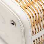 CHANEL TOP HANDLE VANITY CASE BAG CALFSKIN/RAFFIA WHITE SHW
