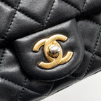 CHANEL PEARL CRUSH MINI RECTANGULAR FLAP BAG LAMBSKIN BLACK GHW