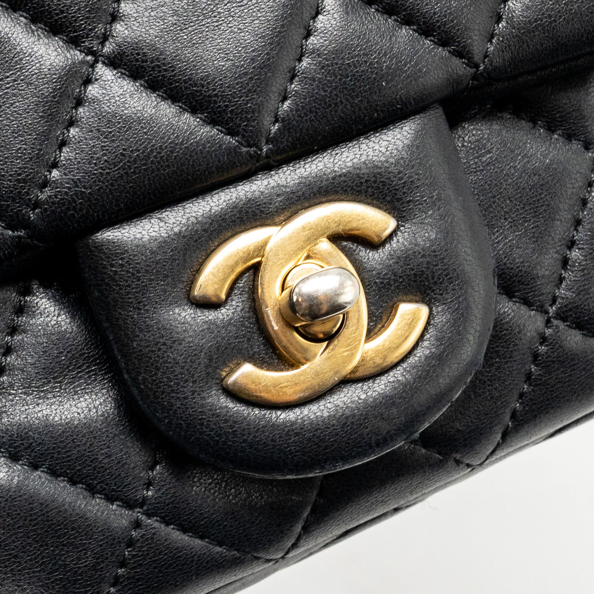 CHANEL PEARL CRUSH MINI RECTANGULAR FLAP BAG LAMBSKIN BLACK GHW