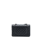 CHANEL SMALL CLASSIC DOUBLE FLAP BAG CAVIAR BLACK SHW (MICROCHIP)