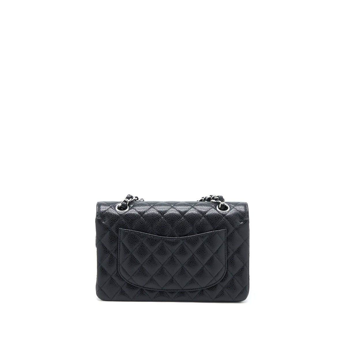 CHANEL SMALL CLASSIC DOUBLE FLAP BAG CAVIAR BLACK SHW (MICROCHIP)