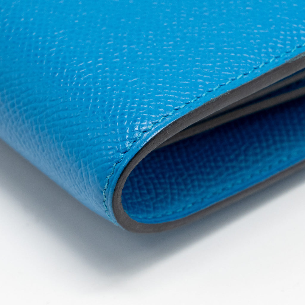 Hermes Constance Compact Wallet Epsom Blue GHW