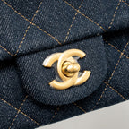 CHANEL MINI RECTANGULAR FLAP BAG DENIM DARK BLUE GHW (MICROCHIP)