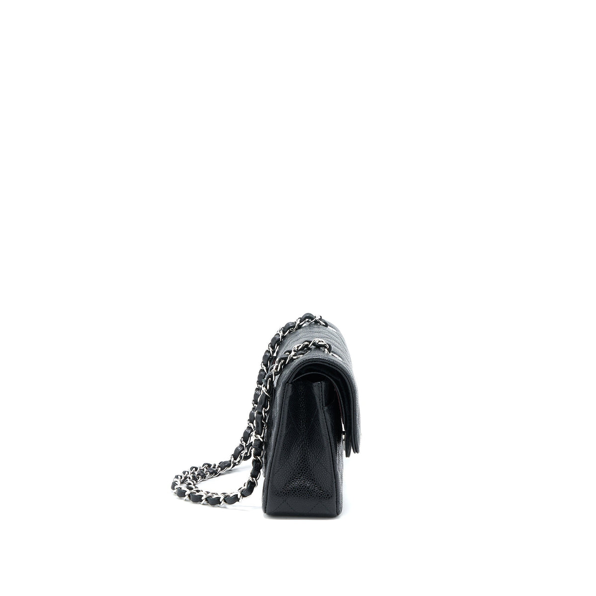 CHANEL SMALL CLASSIC DOUBLE FLAP BAG CAVIAR BLACK SHW (MICROCHIP)
