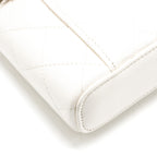 CHANEL 23K CAMELLIA TOP HANDLE LONG VANITY CASE WITH CHAIN CALFSKIN WHITE LGHW (MICROCHIP)