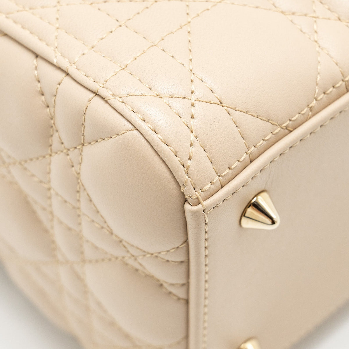 DIOR MEDIUM LADY DIOR LAMBSKIN BEIGE/BLUE LGHW