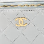 CHANEL 21A TOP HANDLE MINI VANITY WITH CHAIN LAMBSKIN LIGHT GREY GHW