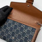 GUCCI DIONYSUS CHAIN WALLET GG SUPREME DENIM/LEATHER MULTICOLOUR HARDWARE