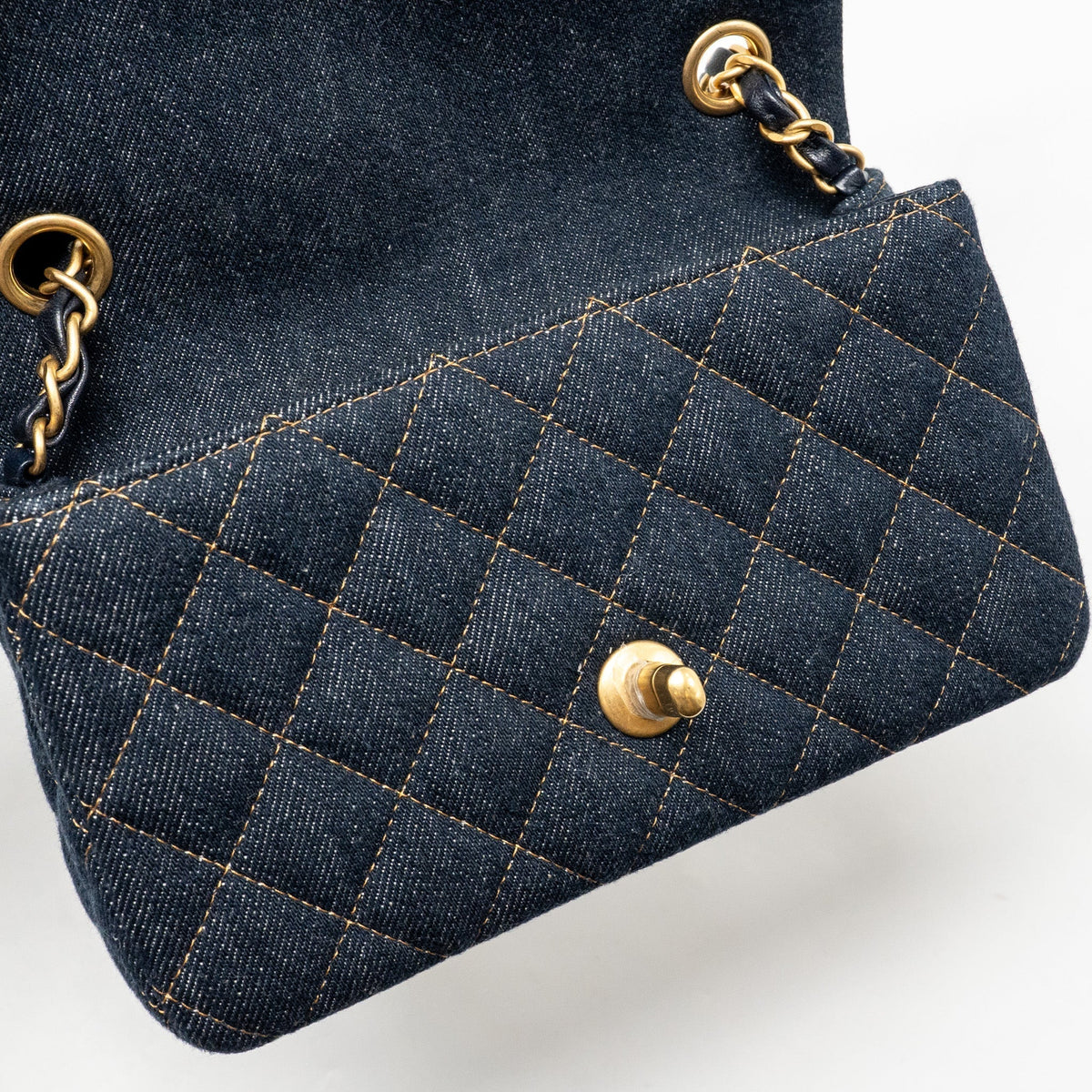 CHANEL MINI RECTANGULAR FLAP BAG DENIM DARK BLUE GHW (MICROCHIP)