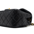CHANEL PEARL CRUSH MINI SQUARE FLAP BAG LAMBSKIN BLACK BRUSHED GHW (MICROCHIP)