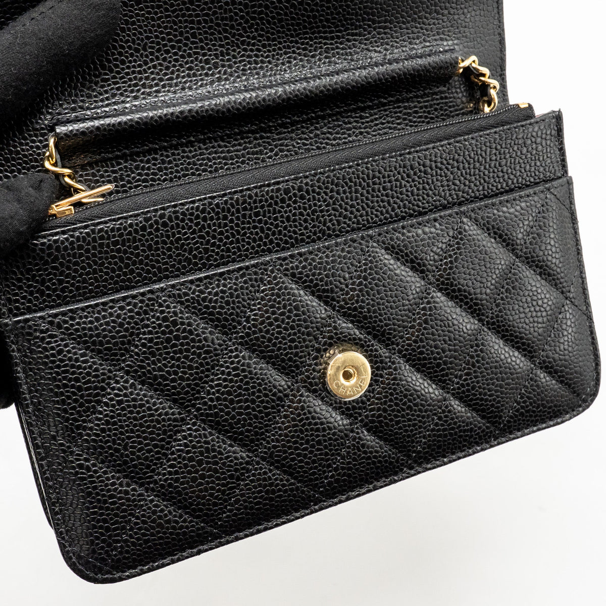 CHANEL CLASSIC WALLET ON CHAIN CAVIAR BLACK GHW(MICROCHIP)
