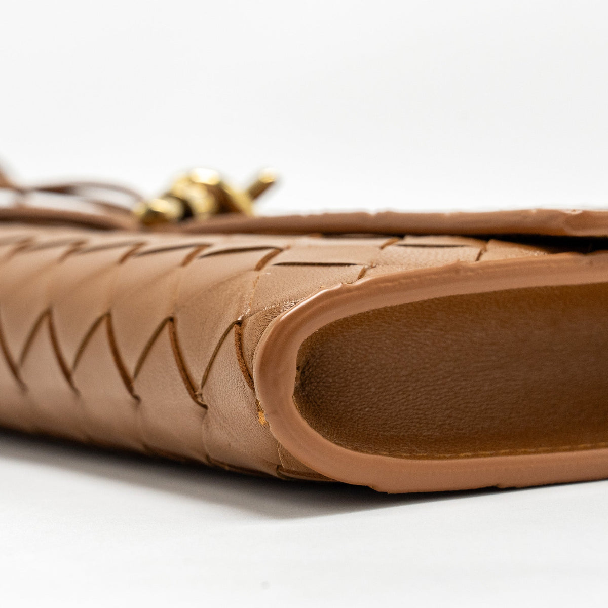 BOTTEGA VENETA ANDIAMO CLUTCH BAG LAMBSKIN BROWN GHW
