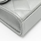 CHANEL TOP HANDLE MINI FLAP BAG WITH CHAIN LAMBSKIN SILVER SHW (MICROCHIP)