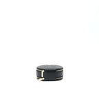 CHANEL 22C TOP HANDLE MINI ROUND VANITY ON CHAIN CAVIAR BLACK LGHW