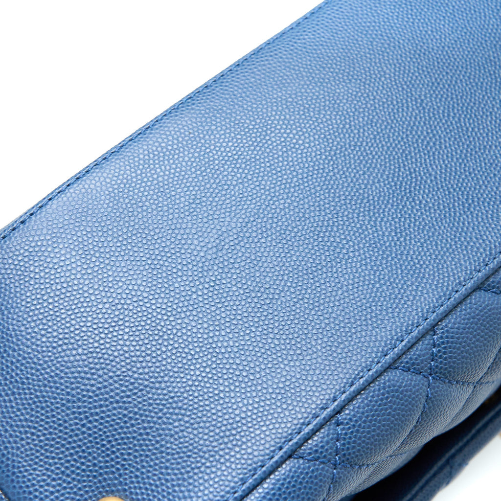 CHANEL MEDIUM COCO HANDLE FLAP BAG CAVIAR BLUE GHW
