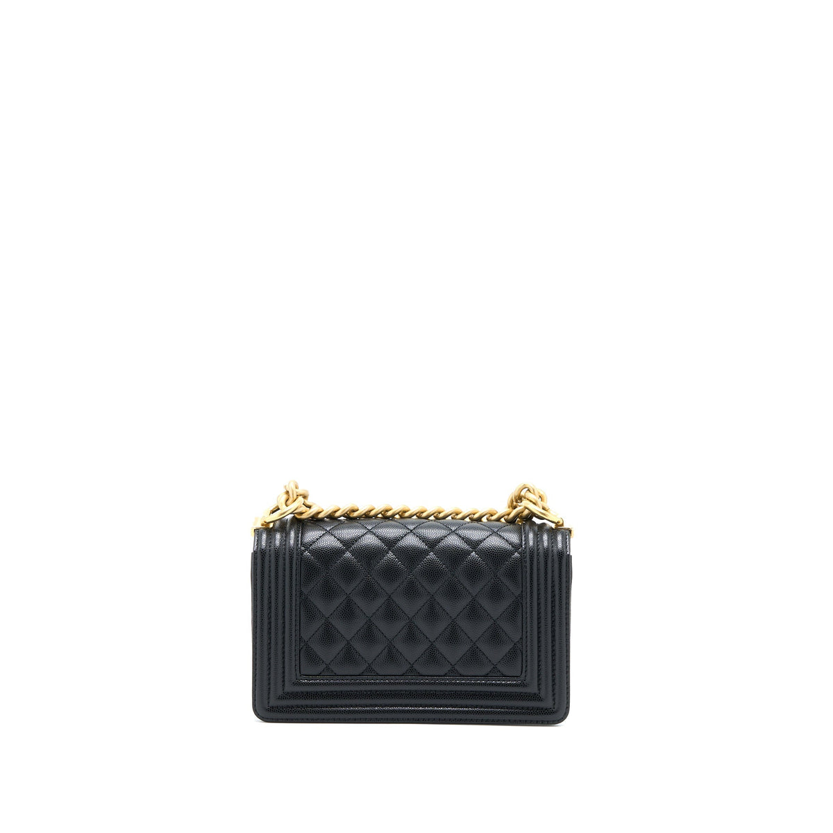 CHANEL SMALL BOY BAG CAVIAR BLACK GHW (MICROCHIP)