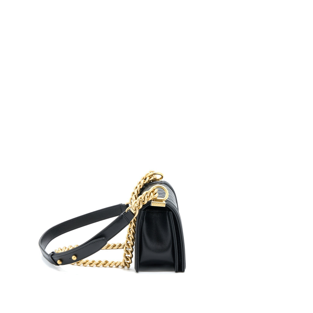 CHANEL SMALL BOY BAG CAVIAR BLACK GHW (MICROCHIP)