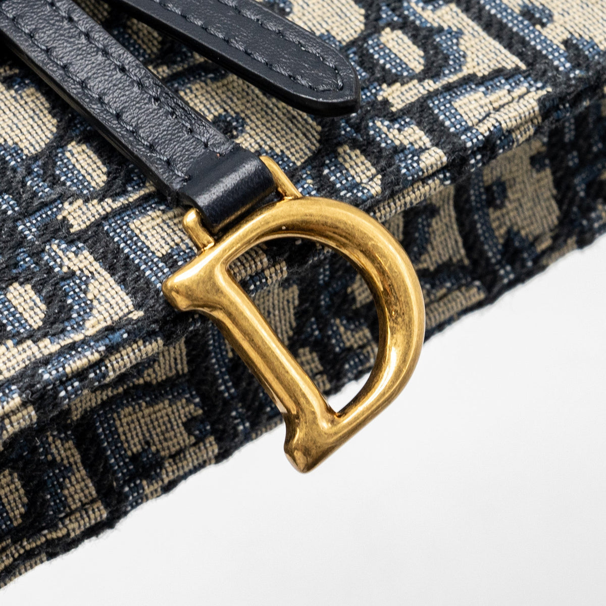 DIOR SADDLE BELT POUCH DIOR OBLIQUE JACQUARD BLUE GHW