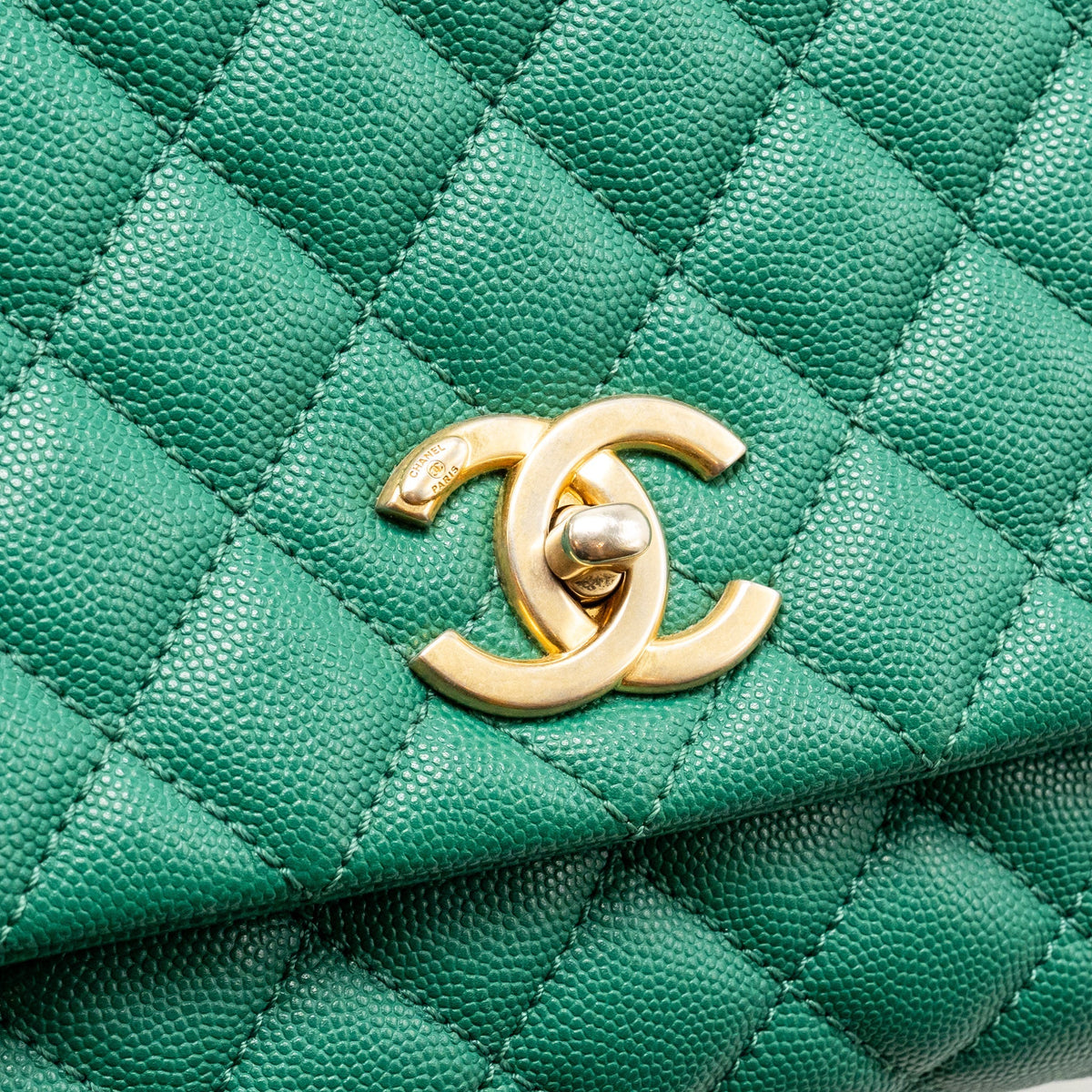 Chanel Medium Coco Handle Caviar Green GHW