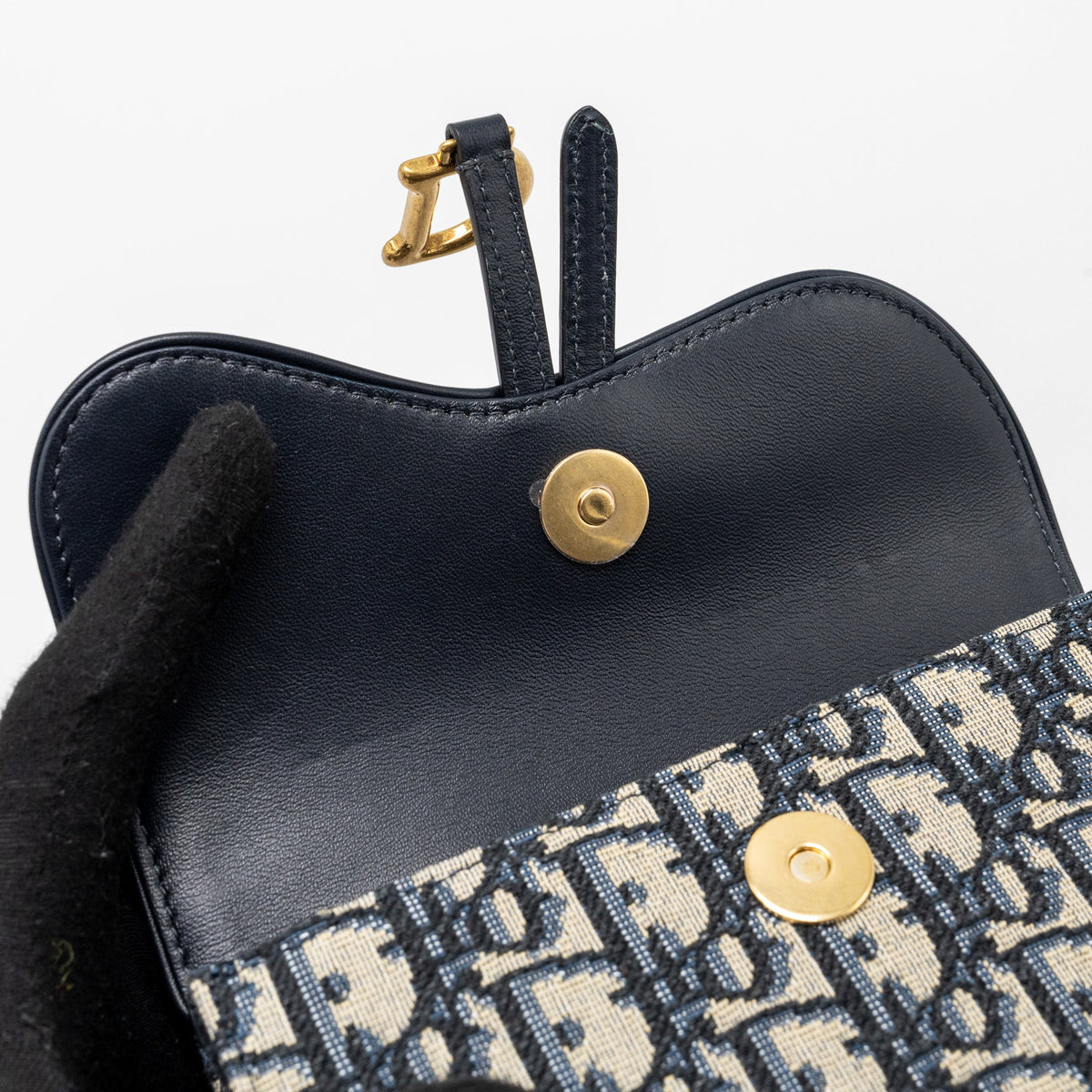 DIOR SADDLE BELT POUCH DIOR OBLIQUE JACQUARD BLUE GHW