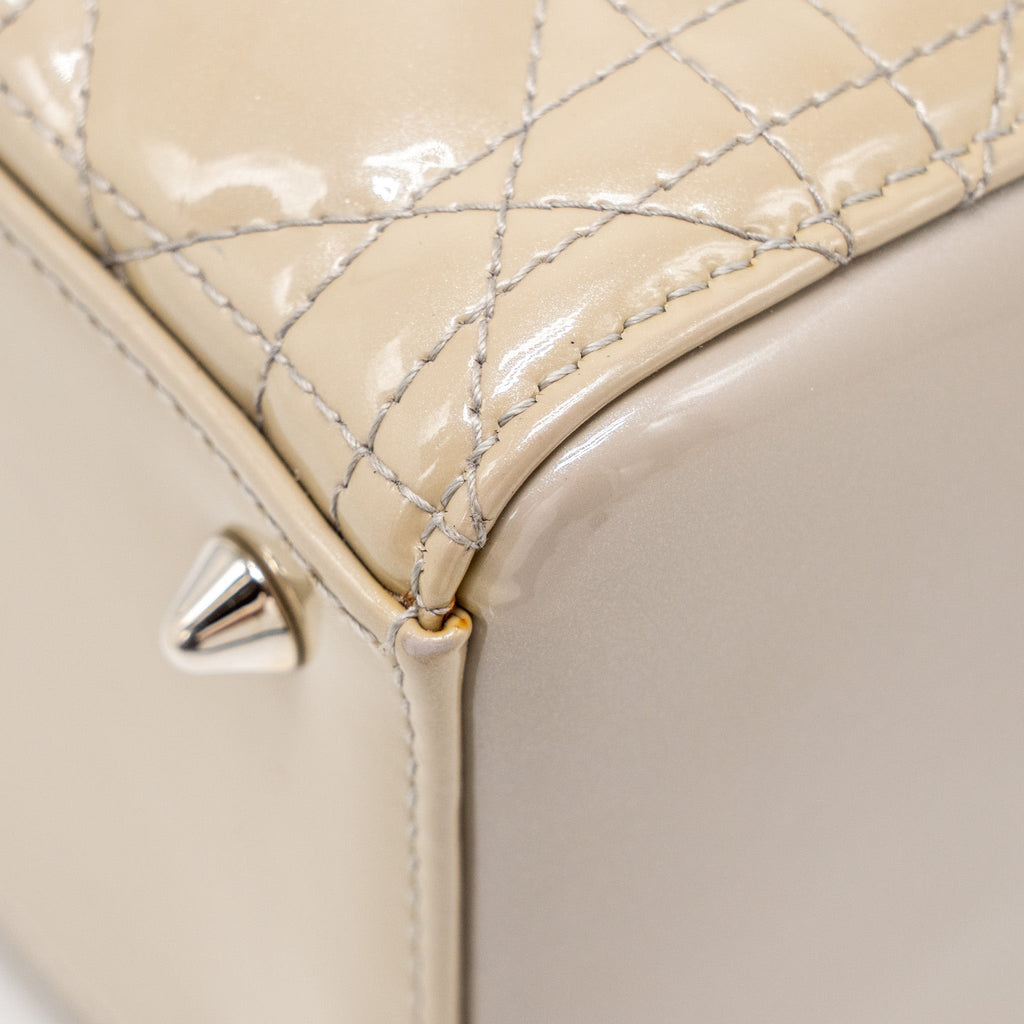 DIOR MEDIUM LADY DIOR PATENT BEIGE SHW