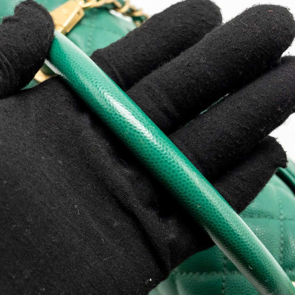 Chanel Medium Coco Handle Caviar Green GHW