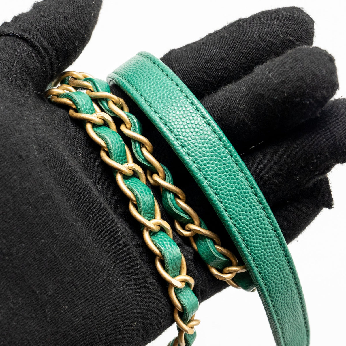Chanel Medium Coco Handle Caviar Green GHW