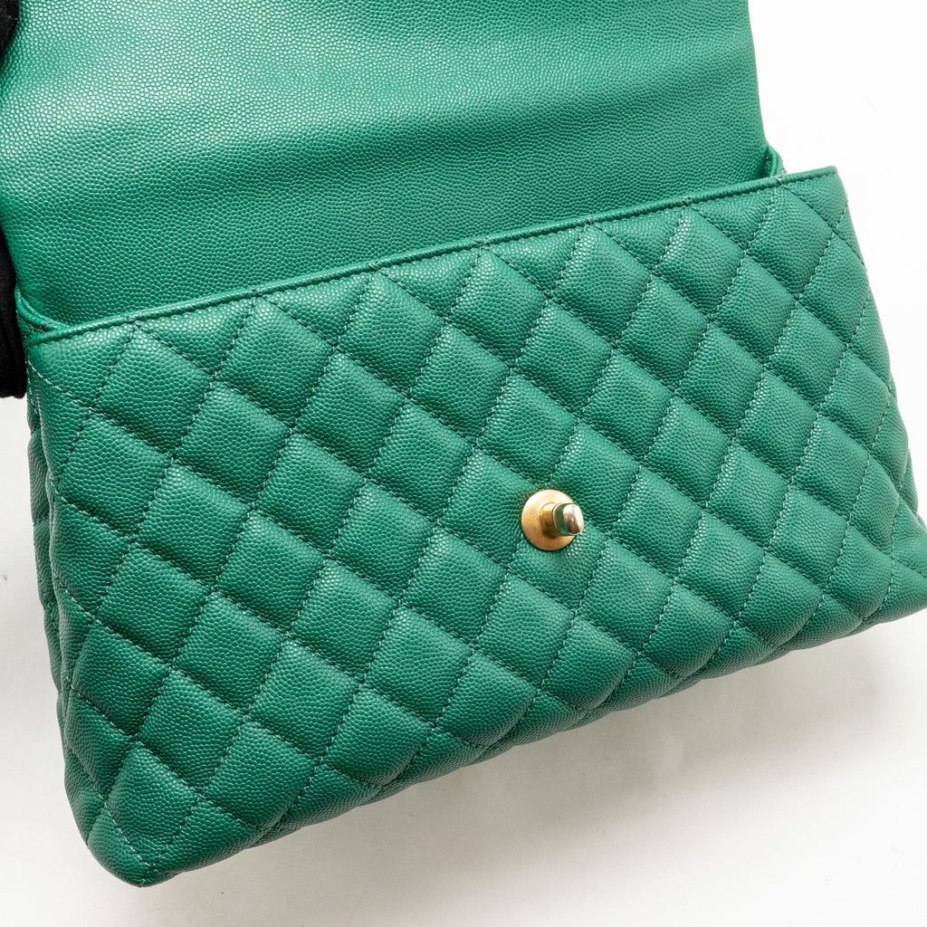 Chanel Medium Coco Handle Caviar Green GHW