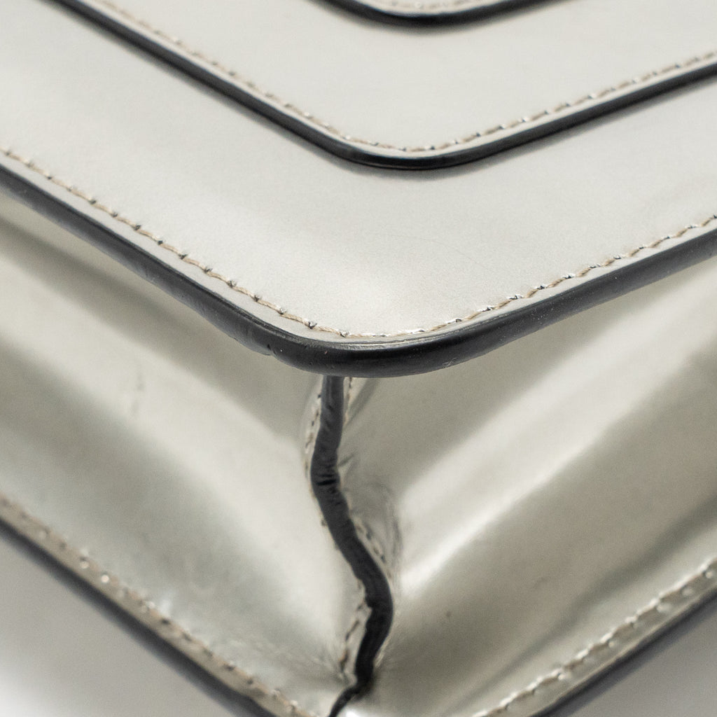 Bvlgari Serpenti Forever Flap Bag Calfskin Metallic Silver LGHW