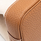 HERMES NEO GARDEN PARTY 23 CANVAS/NEGONDA ECRU-BEIGE/GOLD SHW
