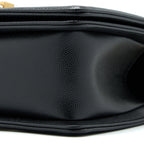 CHANEL SMALL BOY BAG CAVIAR BLACK BRUSHED GHW (MICROCHIP)