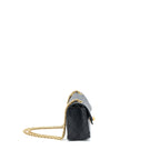 CHANEL MINI 2.55 REISSUE FLAP BAG AGED CALFSKIN BLACK BRUSHED GHW (MICROCHIP)