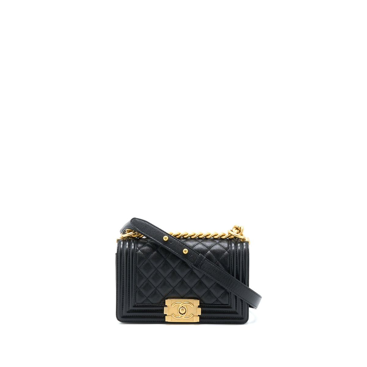 CHANEL SMALL BOY BAG CAVIAR BLACK GHW