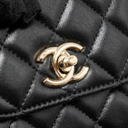 CHANEL MINI TRENDY CC CLUTCH WITH CHAIN LAMBSKIN BLACK LGHW