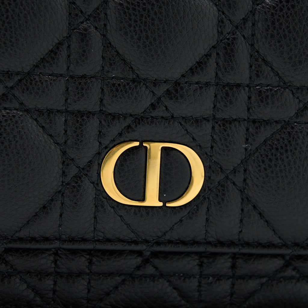 DIOR CARO POUCH CANNAGE CALFSKIN BLACK GHW