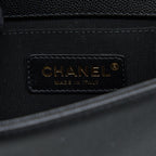 CHANEL SMALL BOY BAG CAVIAR BLACK BRUSHED GHW (MICROCHIP)