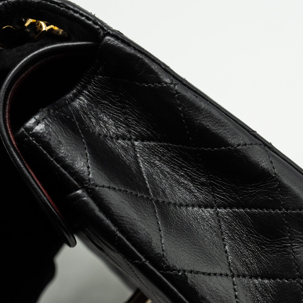 CHANEL VINTAGE MEDIUM CLASSIC DOUBLE FLAP BAG LAMBSKIN BLACK GHW